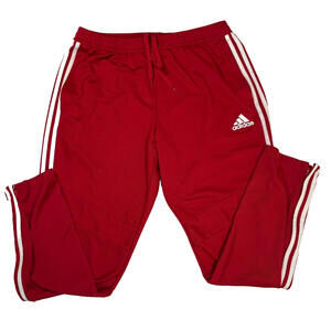 Adidas Men’s XL Track Pants Red White 3-Stripes Joggers Tapered Training Pants